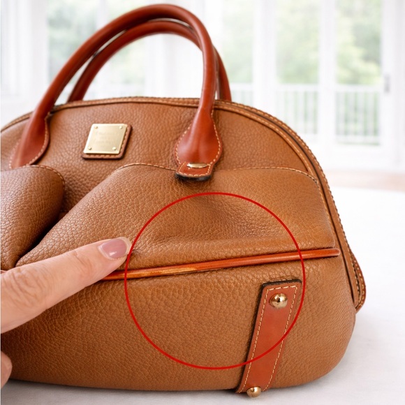 Dooney & Bourke Domed Shaped Pebble Leather Leather Satchel - GUC - Picture 8 of 11